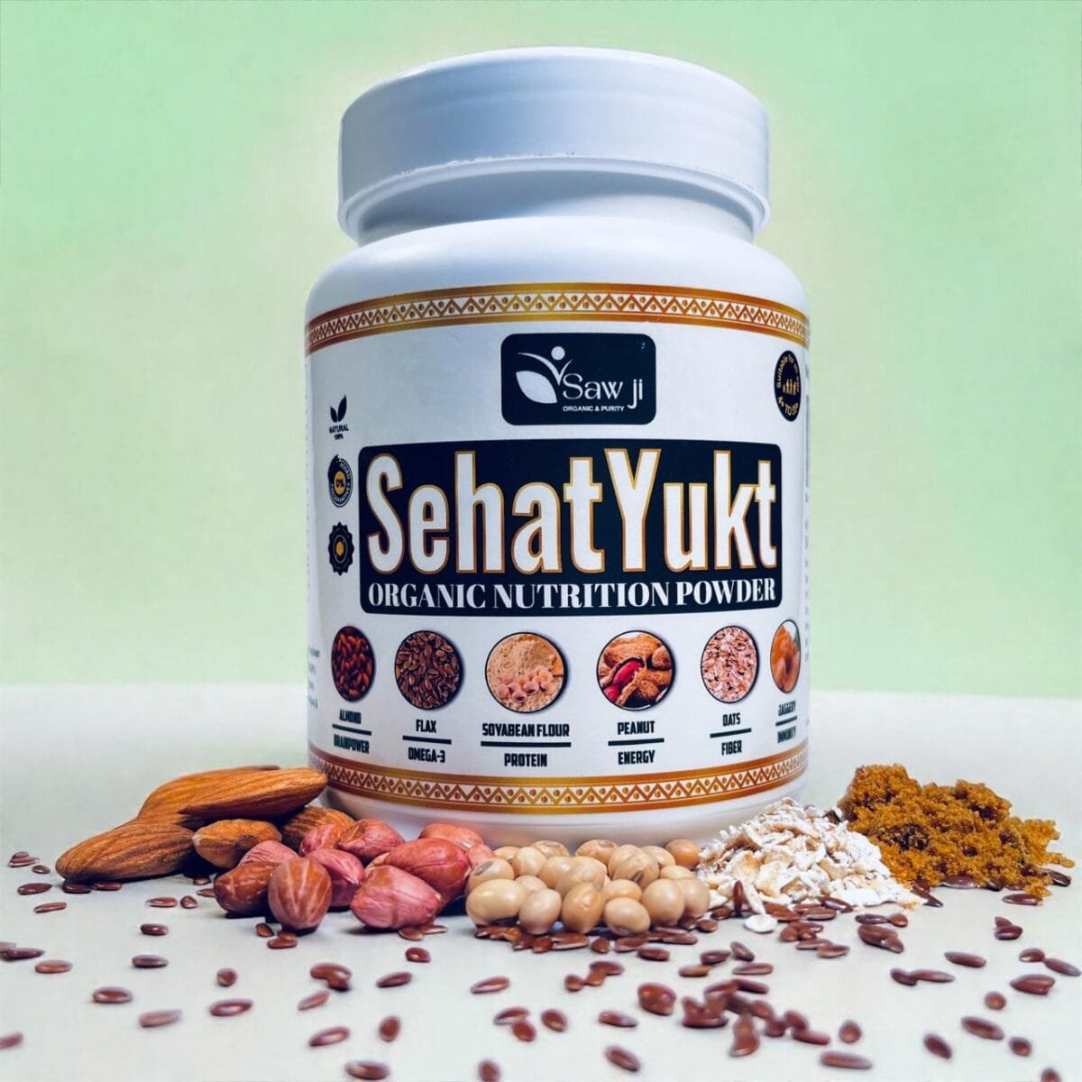 Sehatyukt Nutrition Powder – Healthy Protein Mix Jar with Natural Ingredients like Almonds, Soy & Jaggery